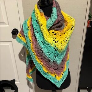 Multicolor Hand Crochet Shawl / Swimsuit Cover